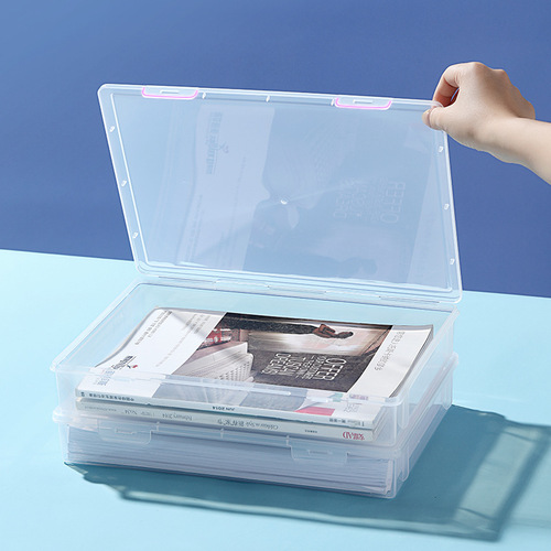 Transparent A4 file classification document storage box drawer storage box plastic office printing paper data organization