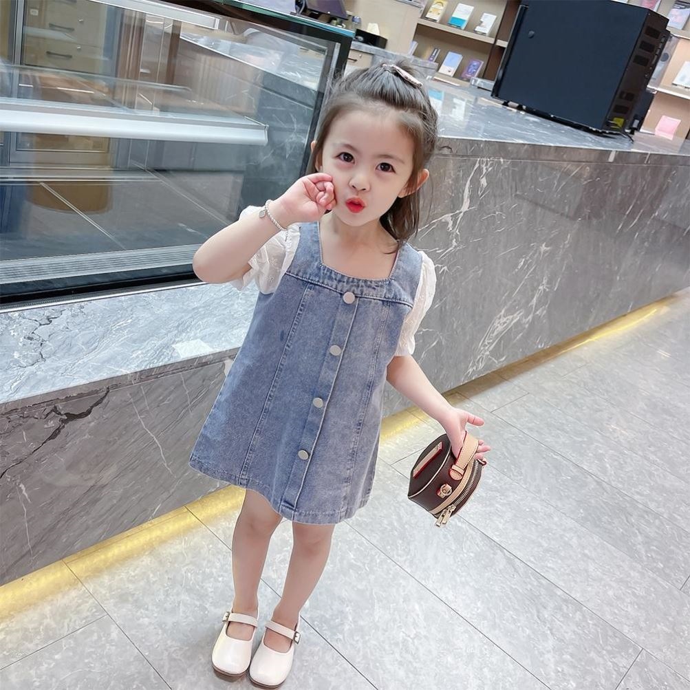 Girls Summer Clothes Children's Denim Skirt Children's Style Dress 2024 Summer A-Line Skirt Baby Princess Dress