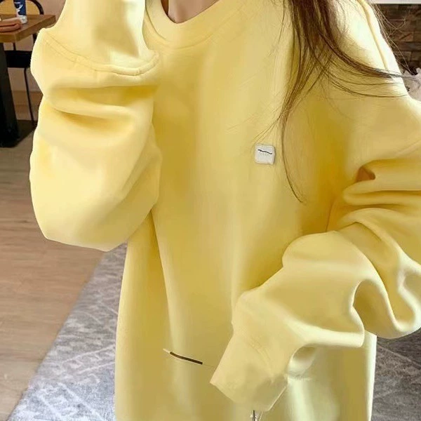 Новая модная брендовая флисовая толстовка ADER для осени и зимы, конфетного цвета, с круглым вырезом, небольшим логотипом, утолщенная, простой дизайн для мужчин и женщин.