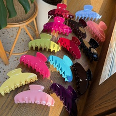 ギャル風髪掴みy2k純色酢酸ゼリー色クリップ変色ヘアクリップシンプルな大サイズドーパミンサメクリップ