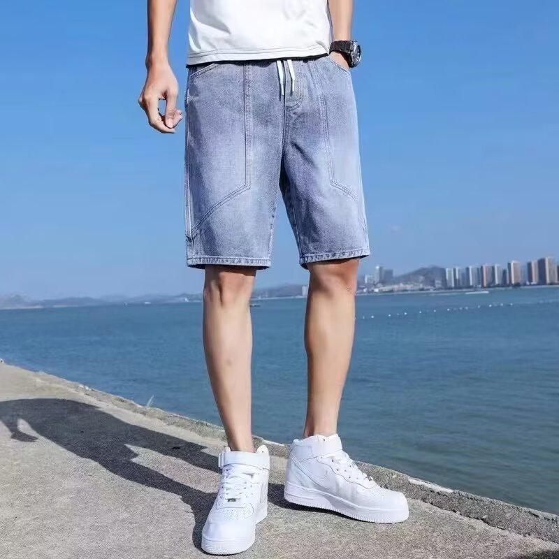 Pantalones vibe de la calle principal, ropa de moda para hombres, diseño de correas, jeans micro-up con cremallera, herramientas abiertas, pantalones de pierna recta