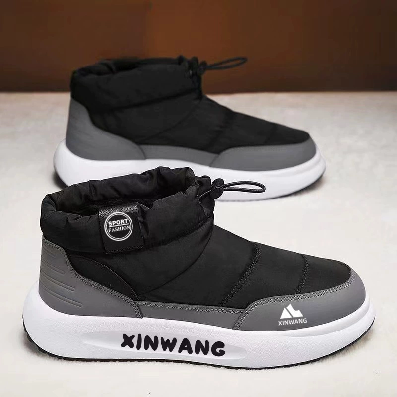 Снежные сапоги мужской 2024 зимний бархат утолщение теплая обувь ножки мужские хлопчатобумажные сапоги тренд дикие хлебные туфли