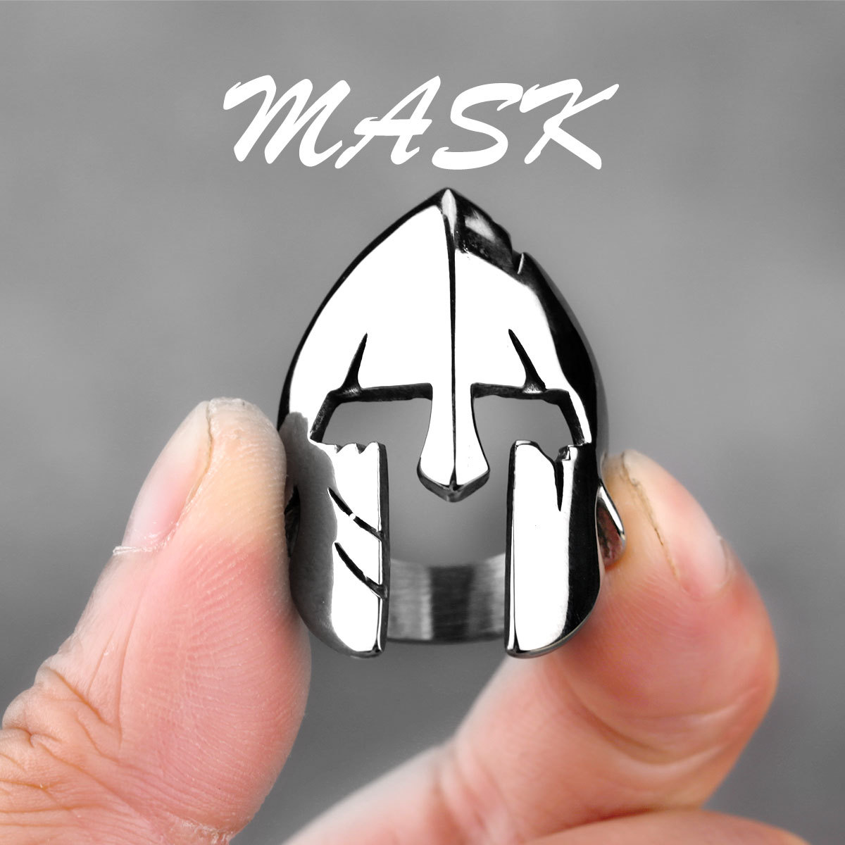 Spartan Warrior mask titanium steel ring European and American retro style men's fashion stainless steel ring Accessories Wholesale