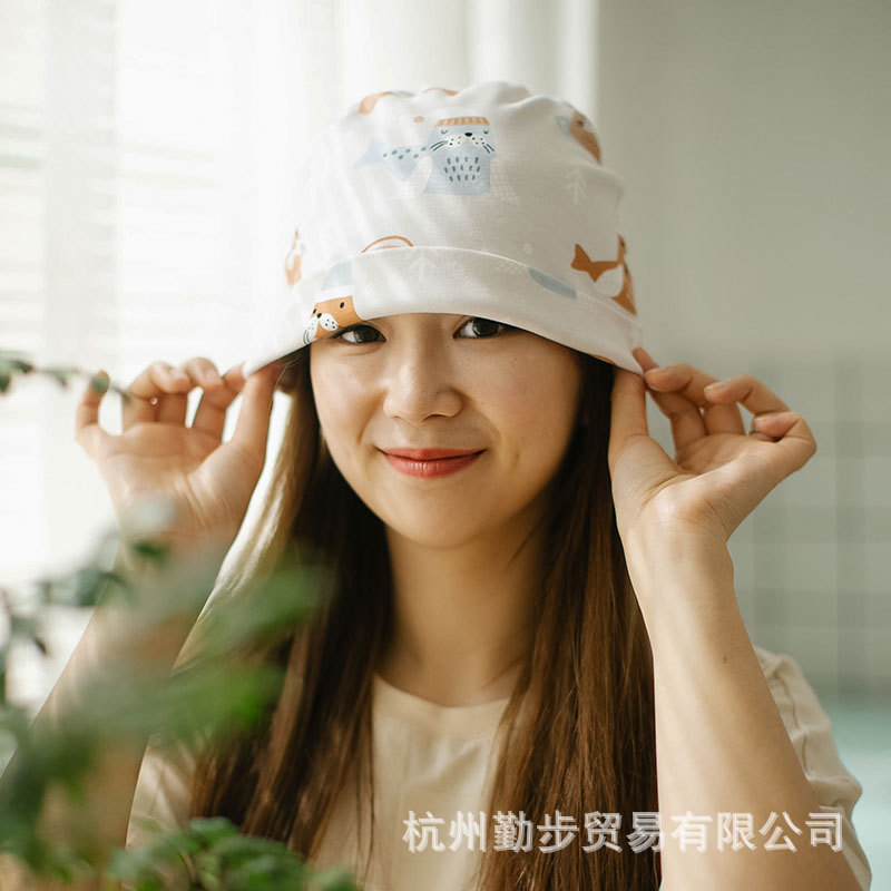 月子帽春夏薄款 产后纯棉透气防风产妇头巾发带 夏天睡眠孕妇帽子