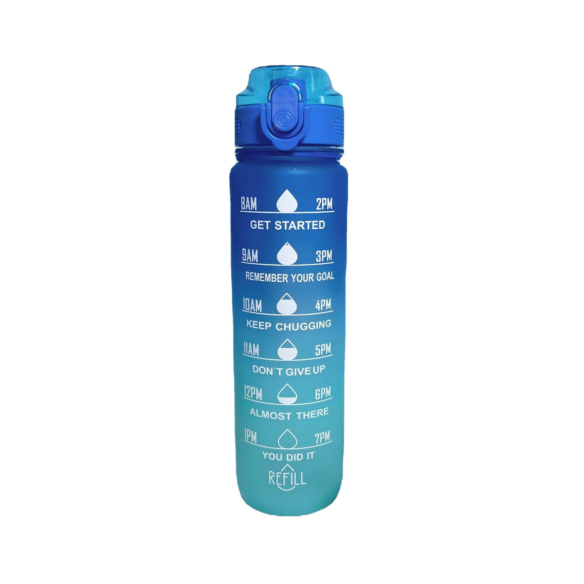 Fábrica en stock 1000ml gradiente bebida directa moda deportes al aire libre taza de agua con escala elevación cuerda paja rebote taza