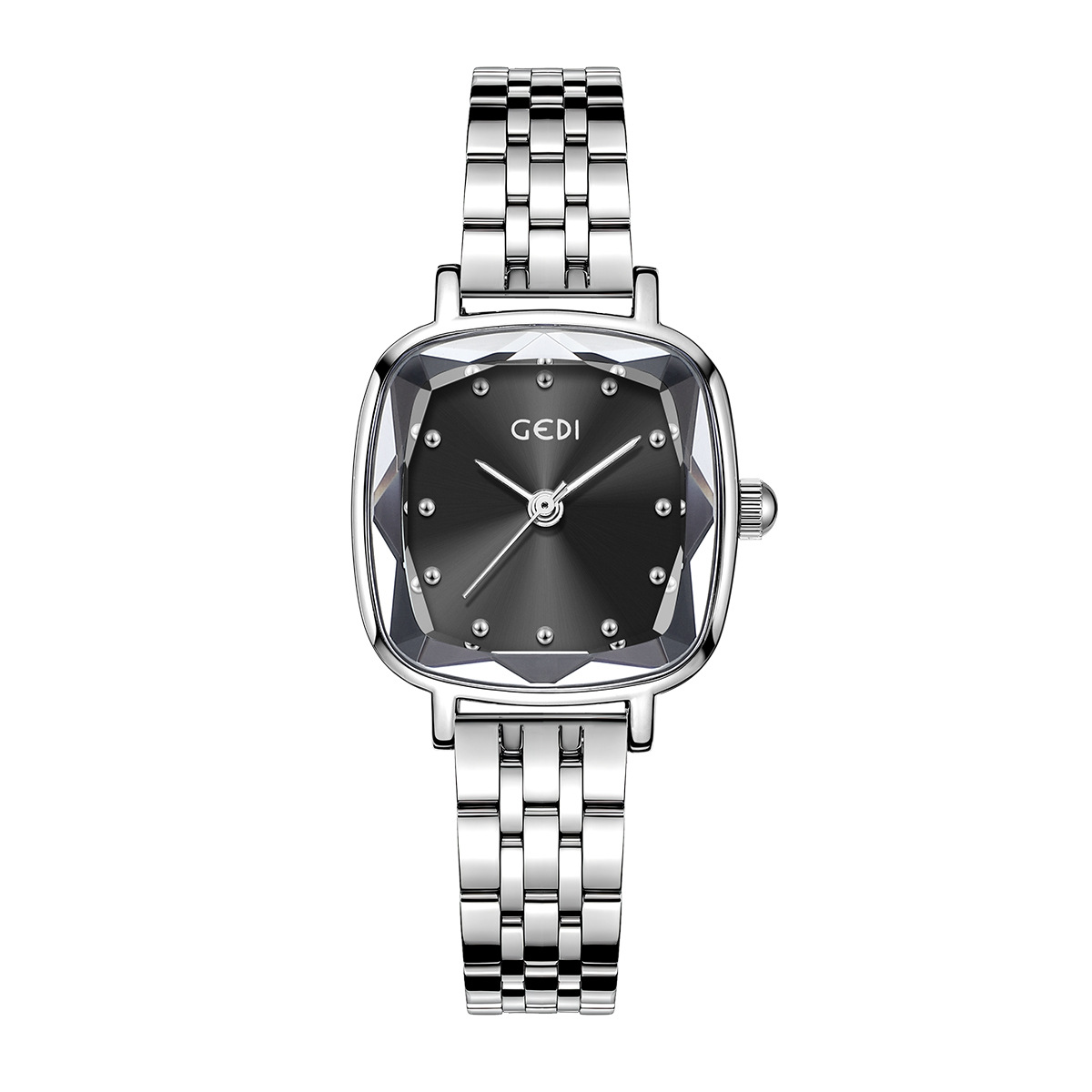 실버 케이스 블랙 다이얼 실버 스트랩