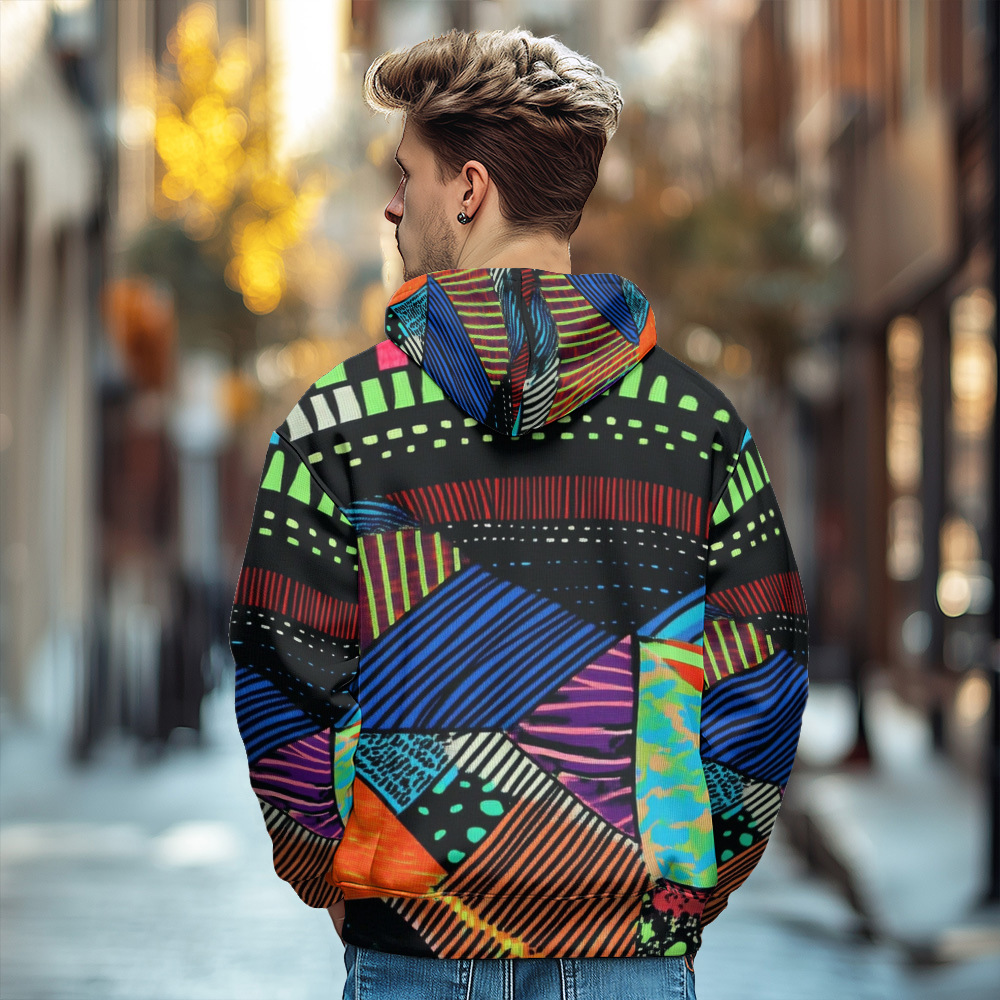 Giacca in cotone spesso con cappuccio e cerniera da uomo, stile europeo stampato, autunno/inverno 2024_voghion.com