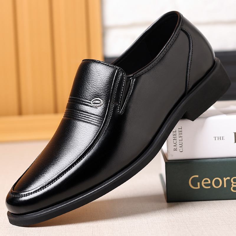 Men's Leather Slip-On Shoes Casual Breathable Comfortable Loafers_vogvips.com