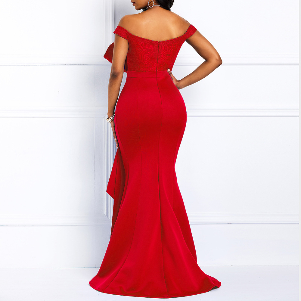 Elegante vestito da sera donna per ballo con perline e pizzo_voghion.com