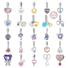 厂家现货直供925纯银魅力爱心永恒彩锆吊坠珠DIY饰品项链手链配件