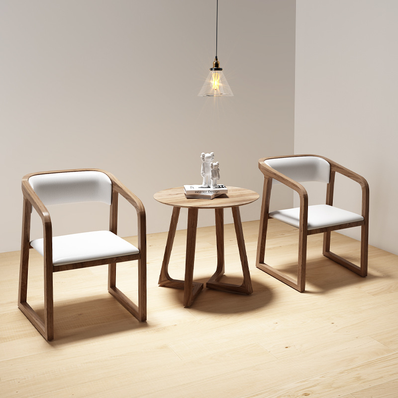 Wholesale Nordic Solid Wood Dining Chair Small Round Table Hotel Room Restaurant Balcony Negotiation One Table Two Chairs Three-Piece Set Combination