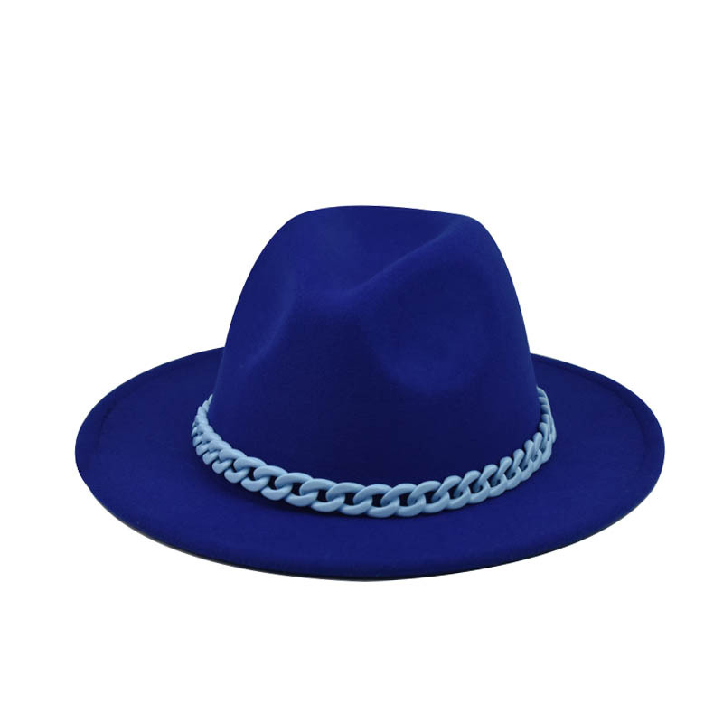 Comercio exterior transfronterizo engrosado padre-hijo Four Seasons Cadena naranja sombrero de lana cadena sombrero de fieltro de ala grande sombrero de copa plana