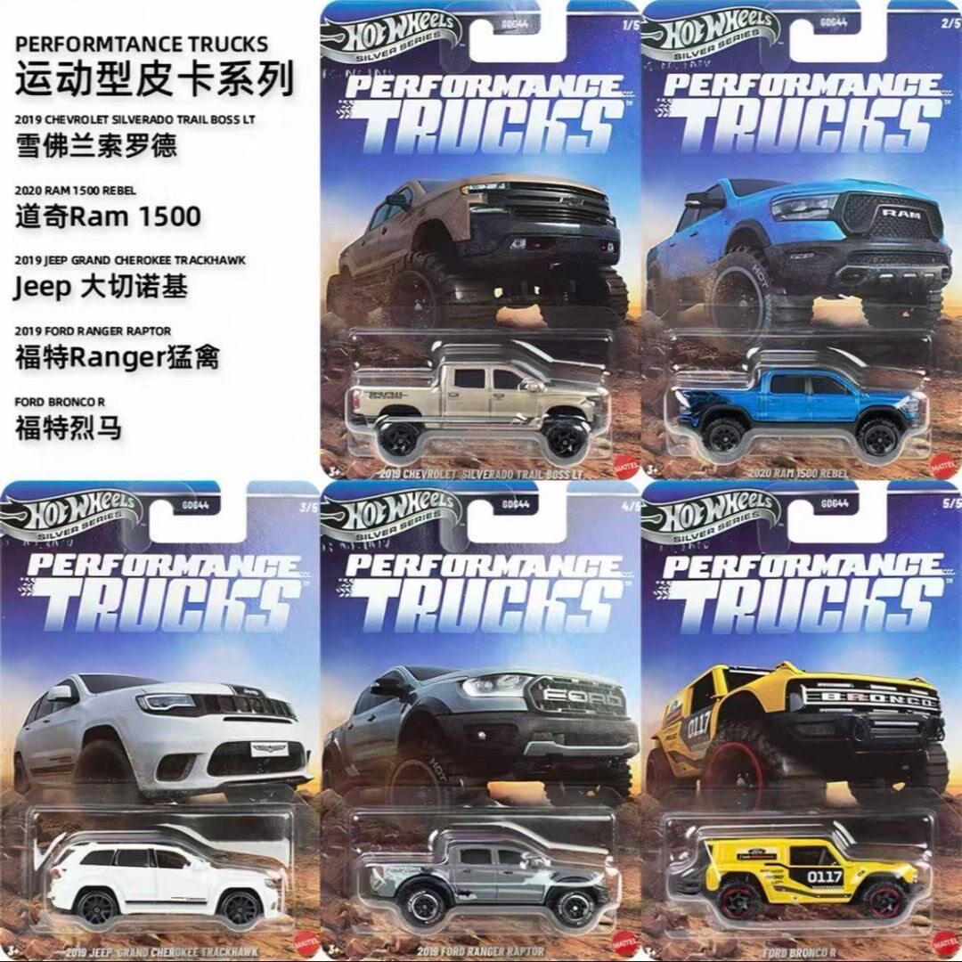 Hot Wheels Gdg44 Silver Label High-Performance Off-Road Pickup Truck Ford Bronco Jeep Dodge Alloy Car Model