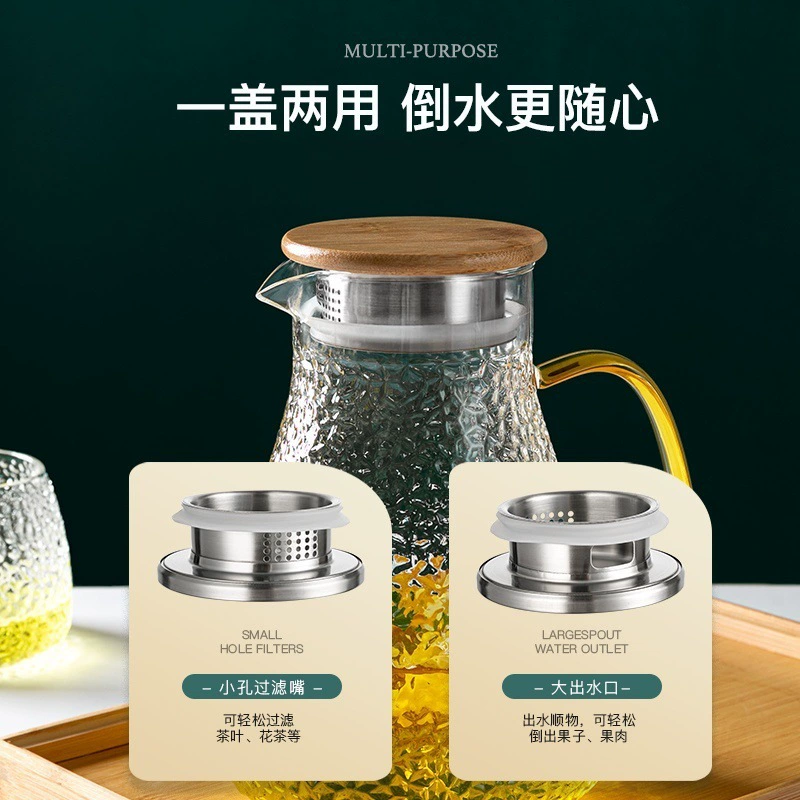 Glass capacious teapot for home use, transparent flavored tea