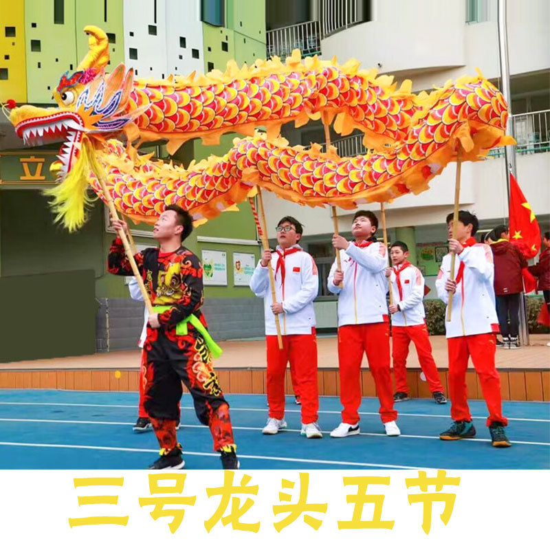 春節イベントパフォーマンス用の龍と獅子舞の小道具、大人用の龍ランタン、学生運動会のステージ用の9セクションドラゴン|undefined