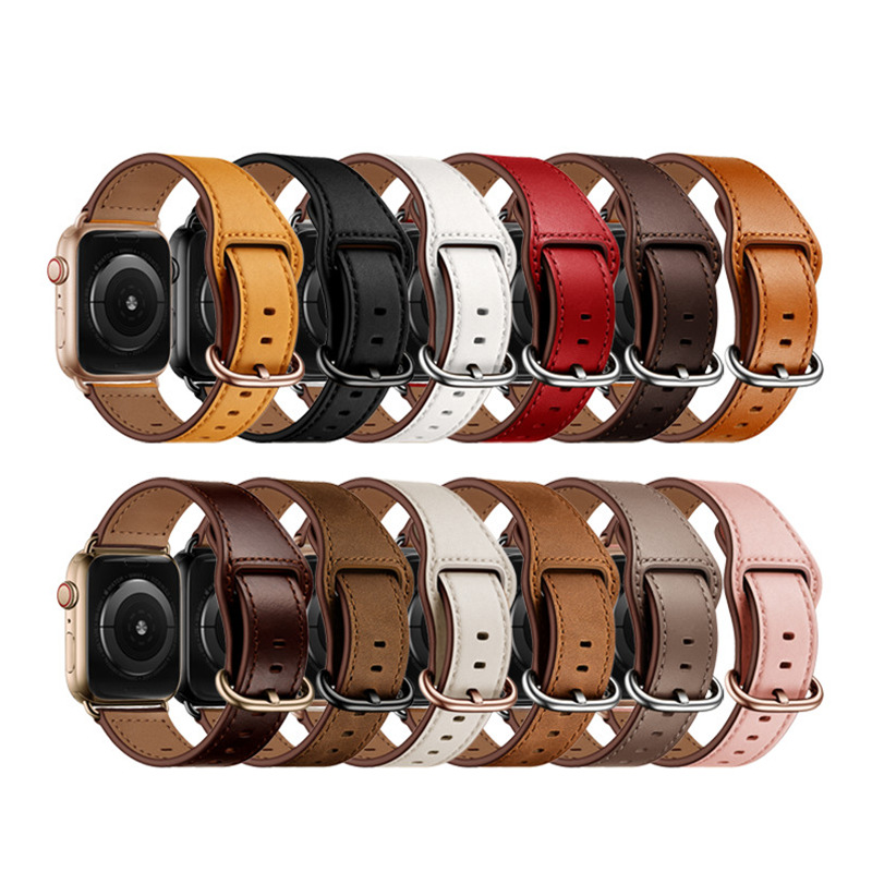 Suitable for Apple Watch Strap First Layer Genuine Leather Applewatch Strap Iwatchs11/S10/Ultra/Se