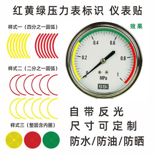 Wholesale pressure gauge label identification dashboard color ring marking label sticker circular arc upper and lower limit position three-color pointer