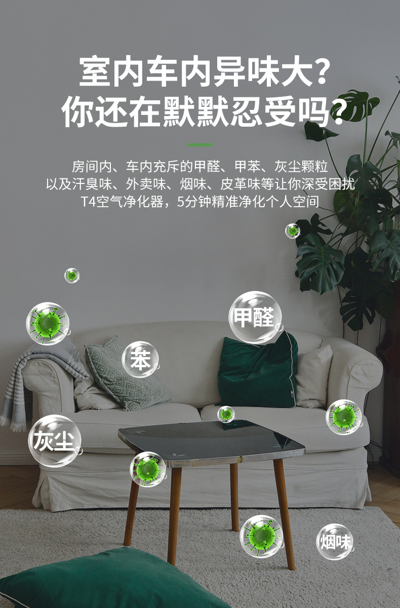 Car Negative Ion Air Purifier Hepa Activated Carbon Filter Formaldehyde Odor Removal Office Desk Oxygen Bar Wholesale