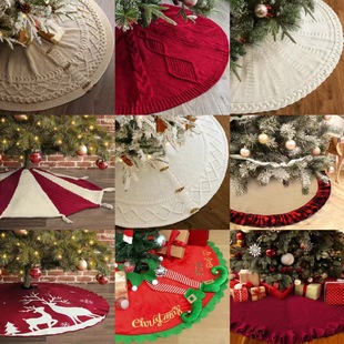 Cross-border Christmas 48 inch tree skirt variety of knitted Christmas tree decorative apron small size Christmas skirt festive atmosphere