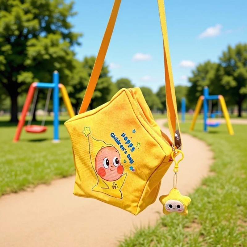 Children's Day Gift Bag 2026 New Cartoon Crossbody Bag for Women, Cute Star-Shaped Nylon Shoulder Bag