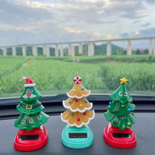 Cross-border Christmas solar energy automatic swing Christmas tree car interior shaking head decorations creative car car parts