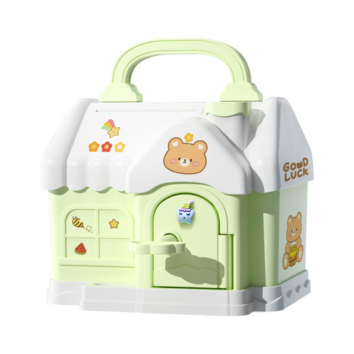 New style cabin piggy bank cartoon storage box children's toy storage box with key piggy bank house piggy bank