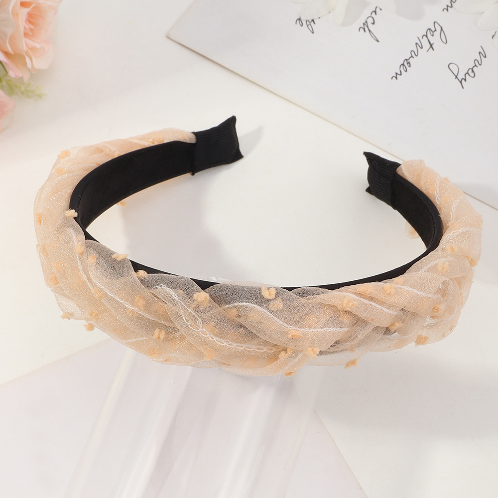 Simple Korean Wide-sided Non-slip Lace Whip Headband display picture 3