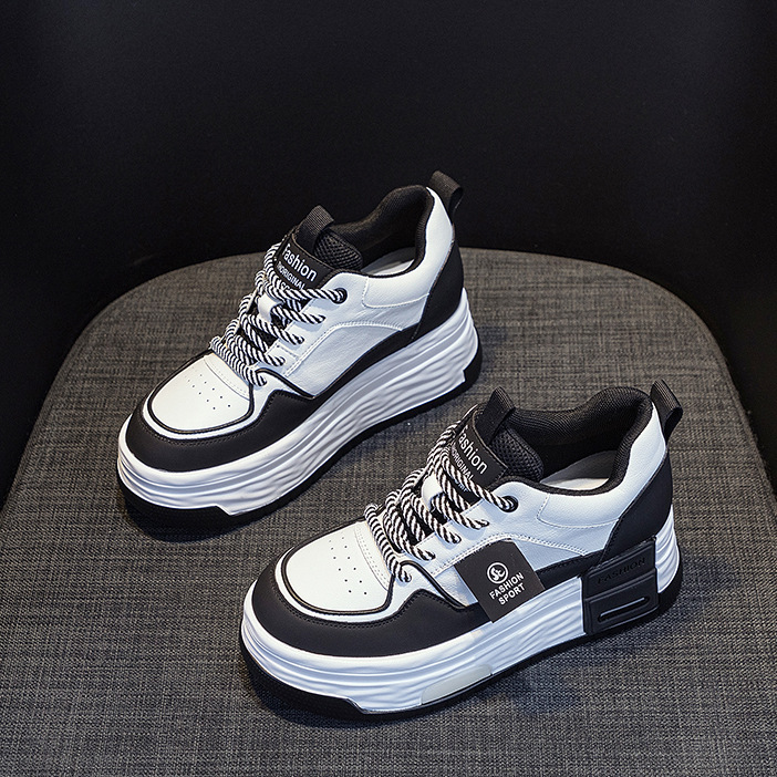2025 Spring New Style Height-Increasing White Single Shoes Full Leather Thick Sole Casual Fashion Versatile Women's_vogvips.com