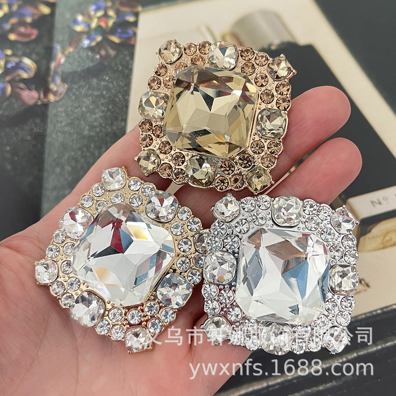 High-End Korean-Style Blazer Cardigan with Large Square Rhinestone Buttons, Versatile Decorative Buttons, Oversized Rhinestone Buttons