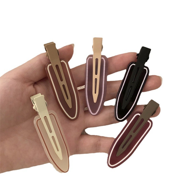 Clip de pelo coreano de color gelatina sin marcas de pala pequeña esmaltada boca de pato broca frente lateral frangeo broca broca de cabello maquillaje broca