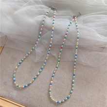 韓國小清新撞色串珠項鏈氣質泫雅風頸鏈夏季新款時尚珍珠鎖骨鏈女