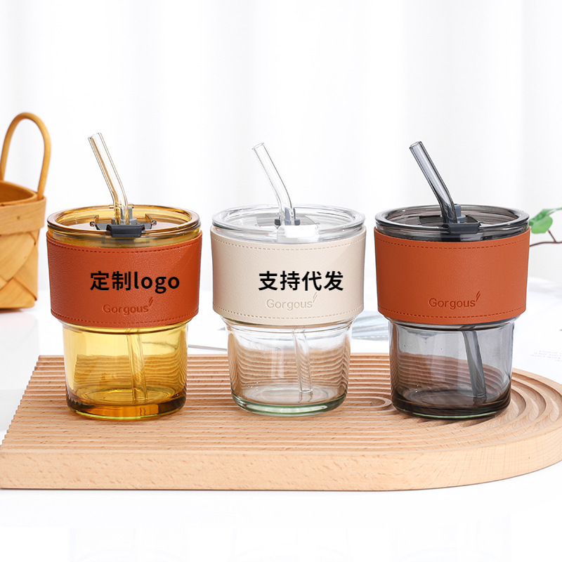 Welfare Gift Glass Cup Internet Celebrity Ins Style Bamboo Cup Printing Logo Advertising Cup Scented Tea Cup Accompanying Gift