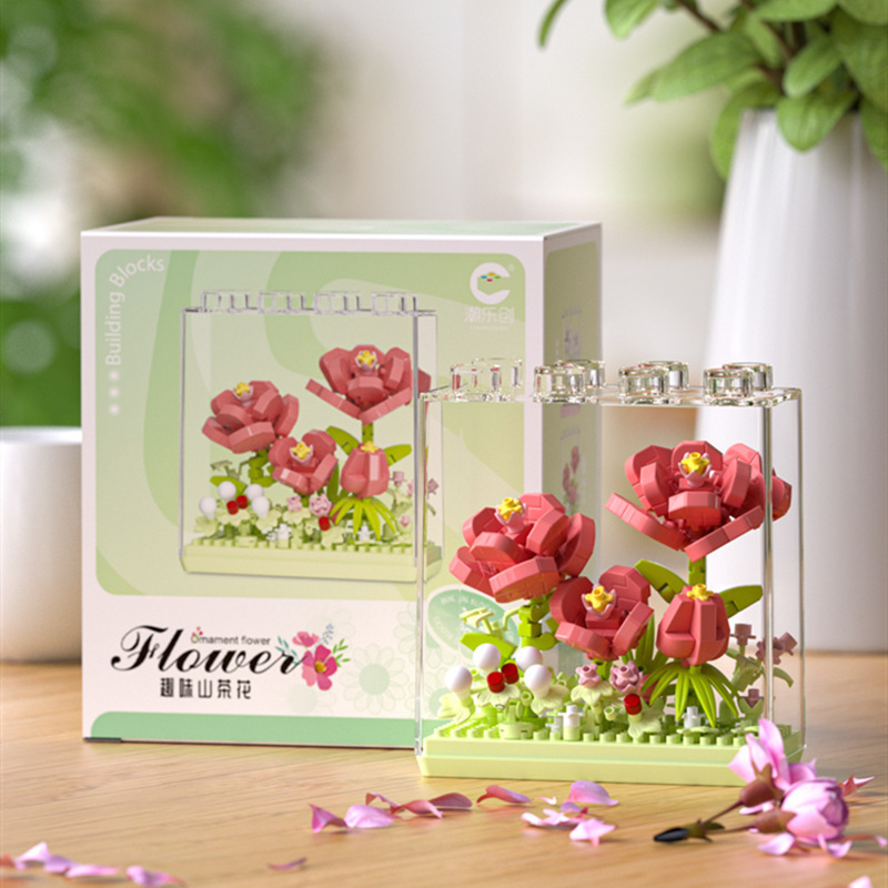 Compatible con la caja de flores de ensueño de Lego, ramo de cubierta de acrílico, clavel de girasol, bloque de construcción en maceta, regalo al por mayor