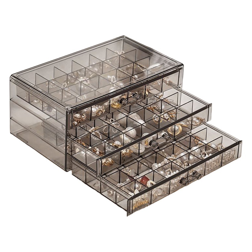 Caja de almacenamiento de joyería transparente de múltiples capas de gran capacidad anillo pendientes collar pulsera hogar Internet celebridad cajón caja de joyería