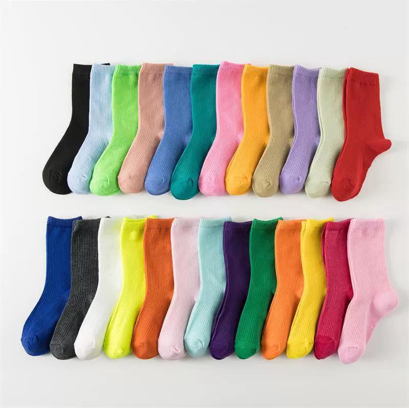春夏新款儿童彩色袜子孩子糖果色堆堆袜小学生纯色袜子赠送品批发