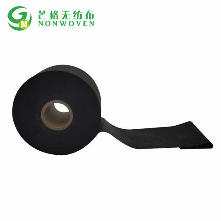 黑色备长炭竹炭水刺无纺布 黑纤维黑粘胶黑脸面膜布 黑粘胶水刺布