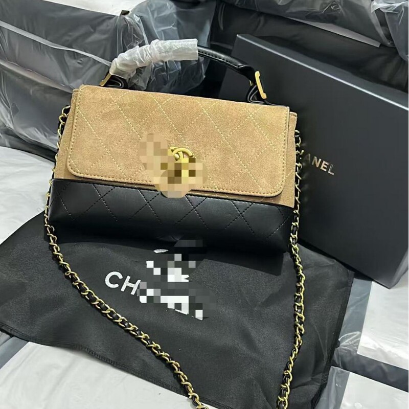 New Style Suede Handle Chain Bag for Girls, Lightweight Casual Coin Purse, Hand-Held Small Briefcase