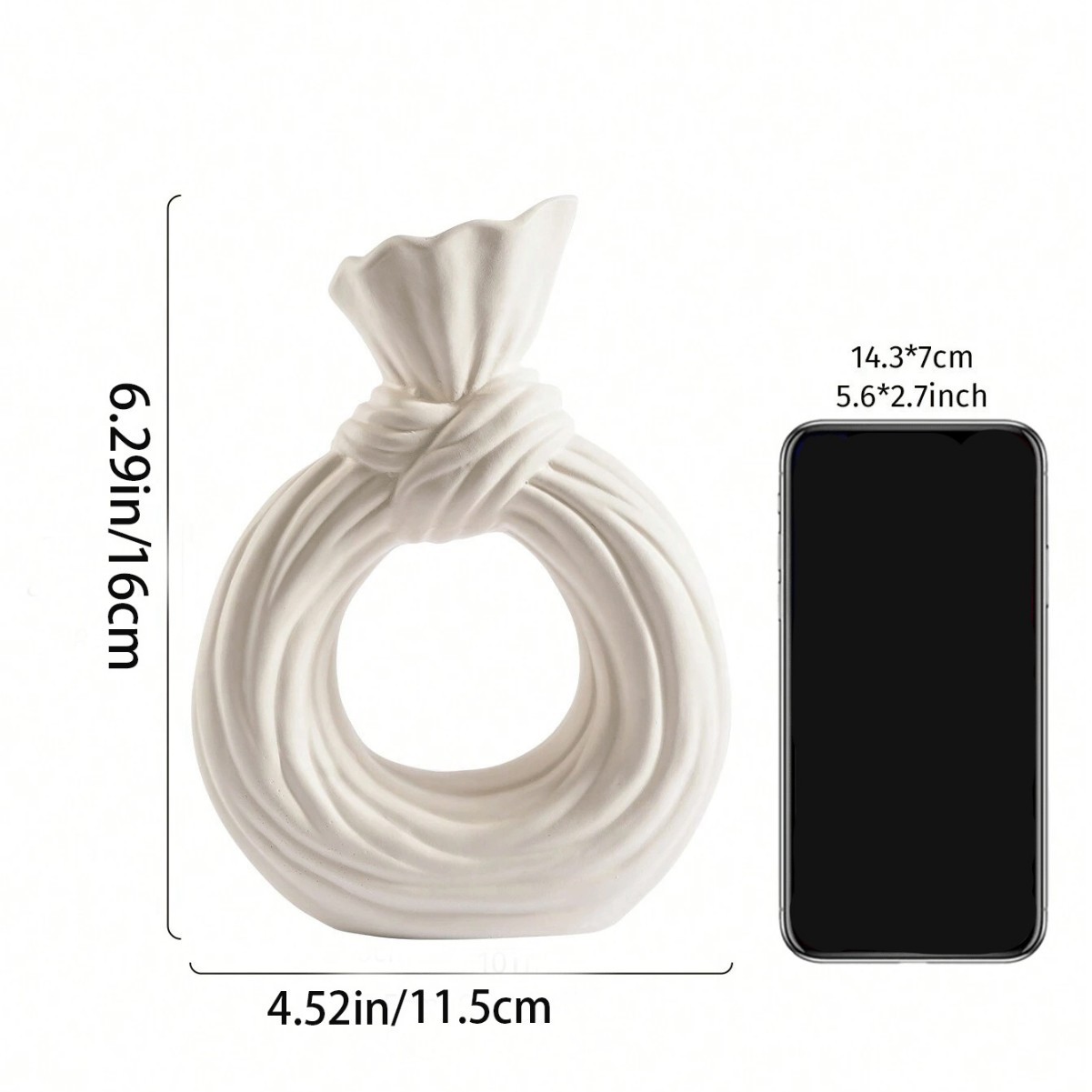Florero moderno y simple en forma de nudo en forma de círculo, jarrón decorativo de encimera de material de resina disponible en cuatro estaciones