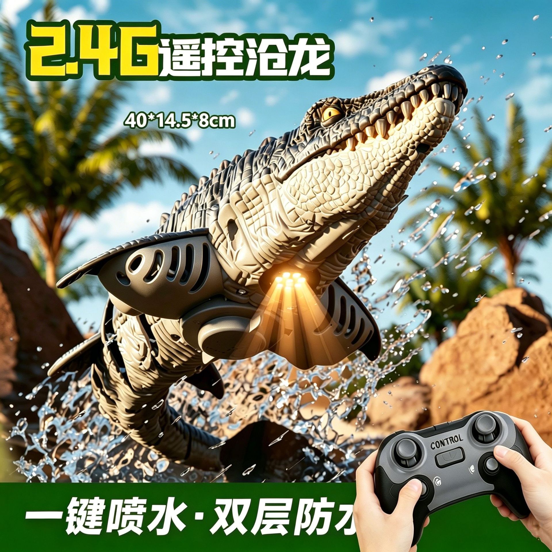 Remote Control Mosasaurus Electric Large-Scale Ancient Dinosaur-Shaped High-Tech Remote Control Water Toy That Can Spray Water and Is Rechargeable