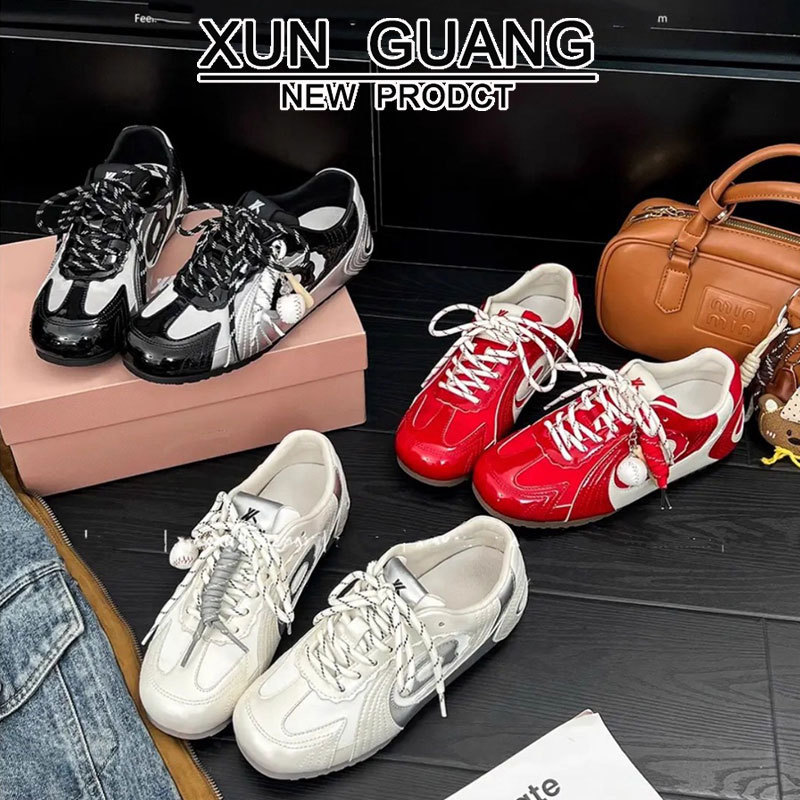 真皮复古百搭德训鞋女款2025秋季新款透气软底休闲运动赛车阿甘鞋|undefined