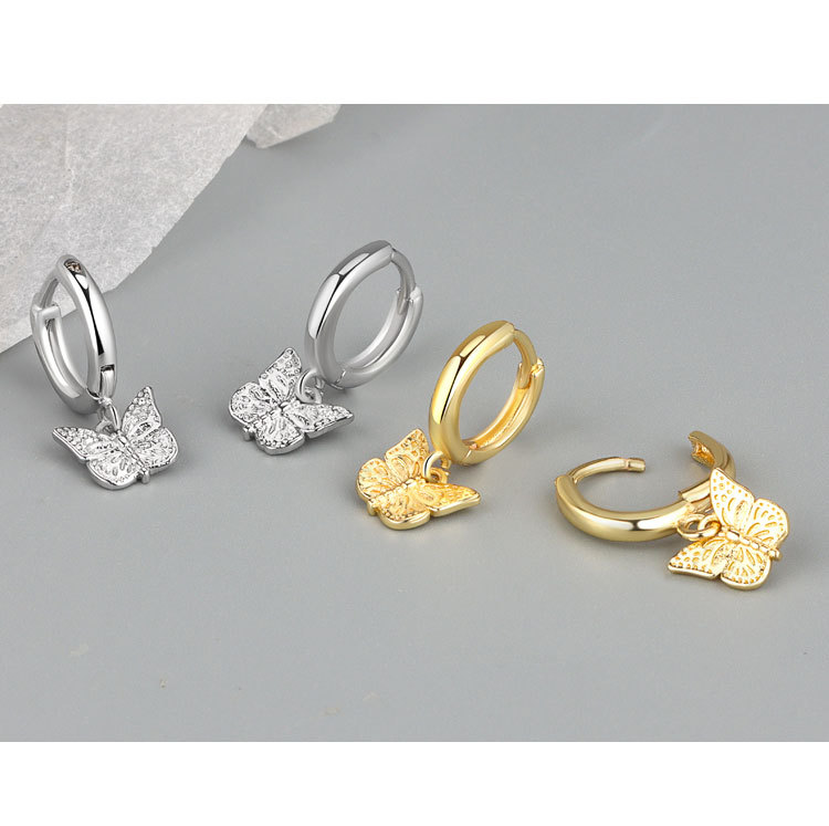 Simple Style Butterfly Copper Patchwork Drop Earrings 1 Pair