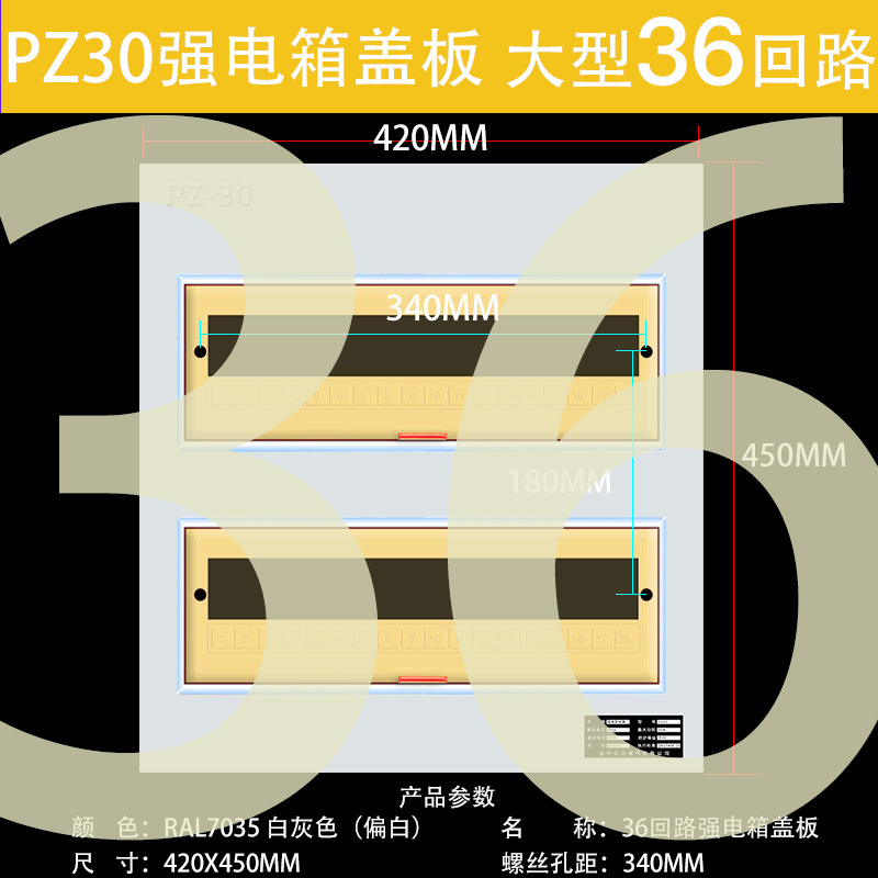 Large 36-circuit electrical box cover