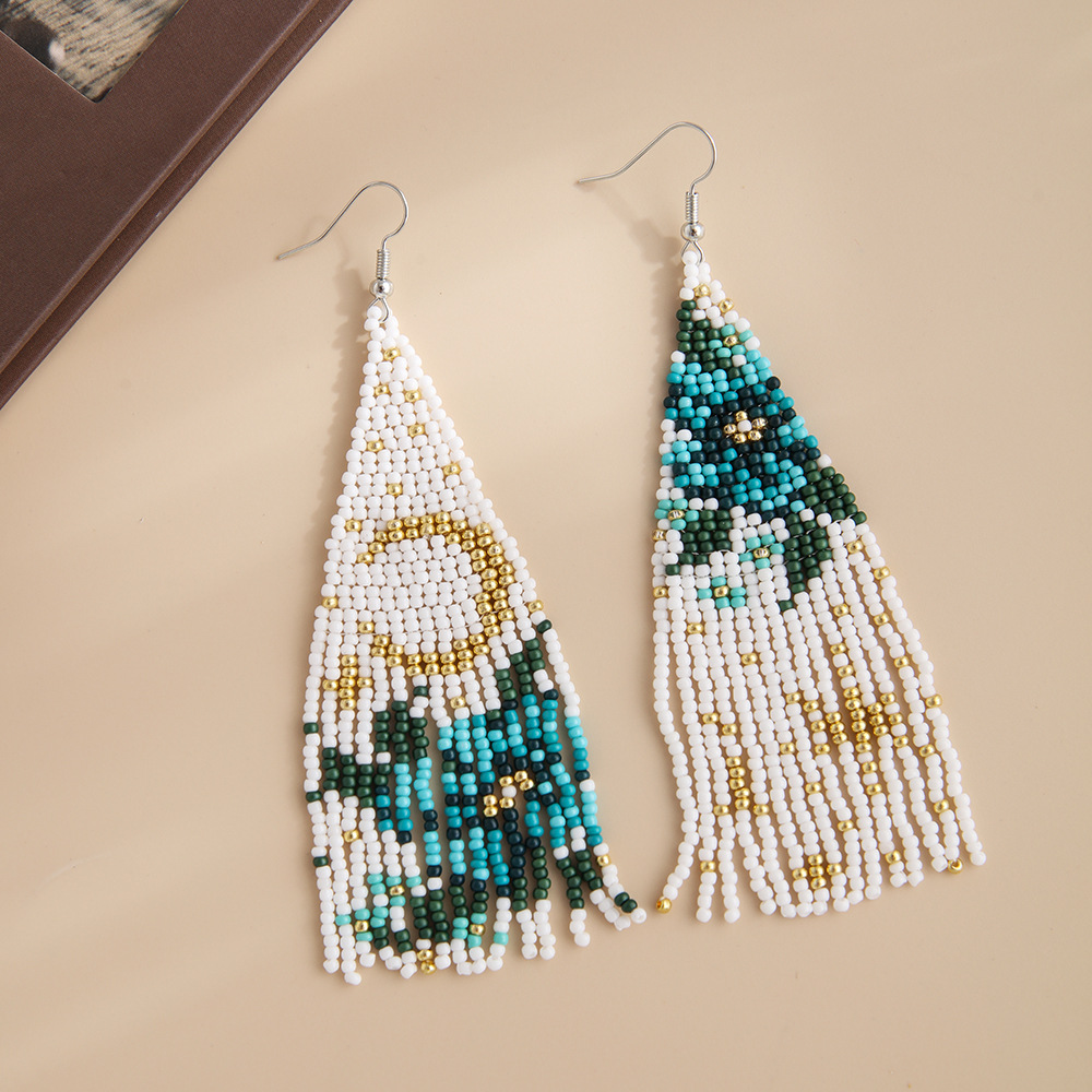 Elegant Tassel Glass Women's Drop Earrings 1 Pair display picture 4