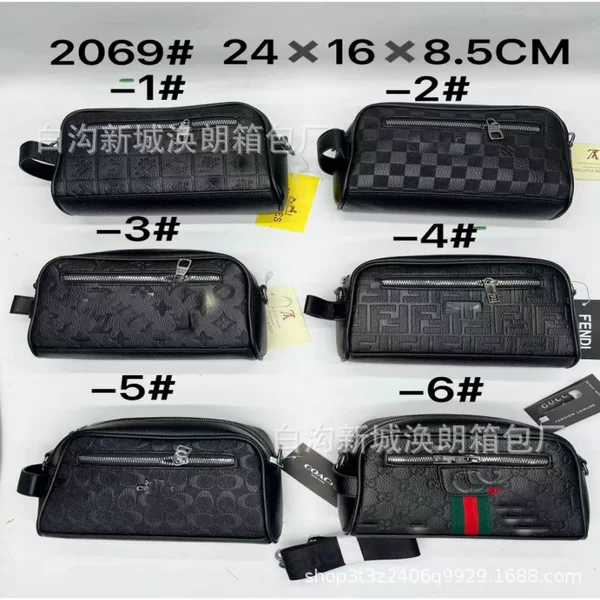 2026 New Men's Plaid Shoulder Bag, Fashionable Color-Block Crossbody Bag, Trendy Street Small Square Bag, Leather Phone Bag