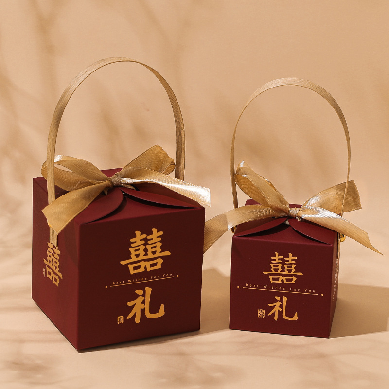 Caja de dulces de boda Boda 2024 Nuevo caramelo portátil de alta gama Empaquetado de dulces de boda Caja de regalo Bolsa vacía