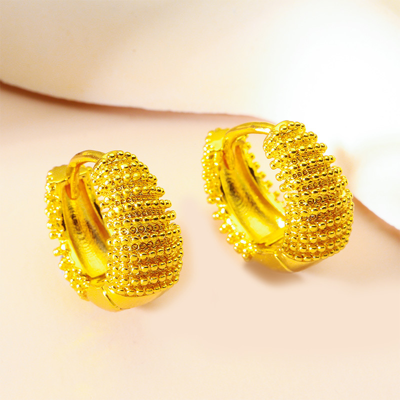 Vietnamese Sand Gold Amazon Jewelry Wholesale Women's Fashion Sand Gold Earrings Cross-Border Jewelry Dot Earrings