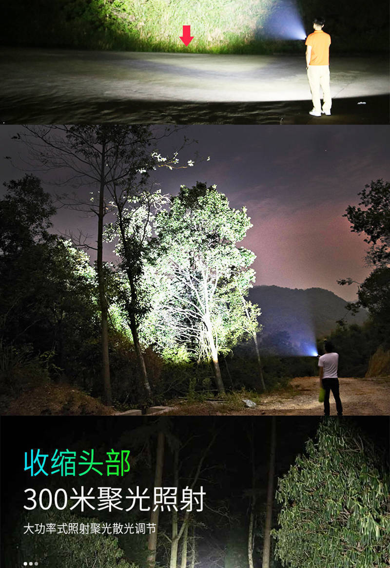 Outdoor Mini Bright Flashlight, Convenient and Multi-Functional Aluminum Alloy Zoom Led Light, Household Rechargeable Emergency Light