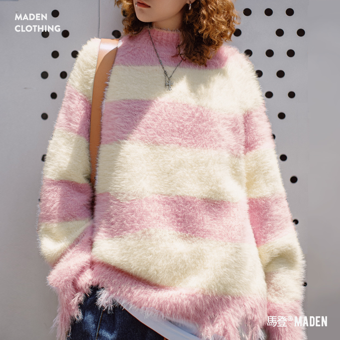 White knitted demi-season sweater