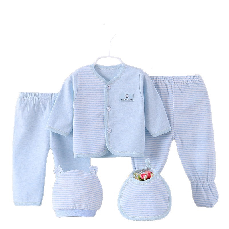 Comercio exterior para bebés de cinco piezas, abrigo de algodón colorido, pantalones de otoño, ropa de recién nacidos, niños y niñas, transfronterizos