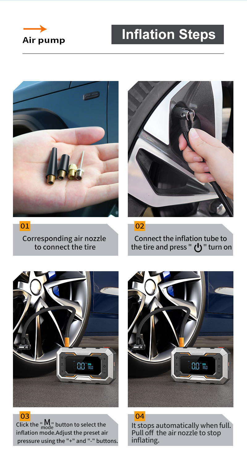[N11] Cross-Border Car Emergency Starting Power Supply, Air Pump, Integrated Power Bank, Multifunctional Portable Battery Jump Starter